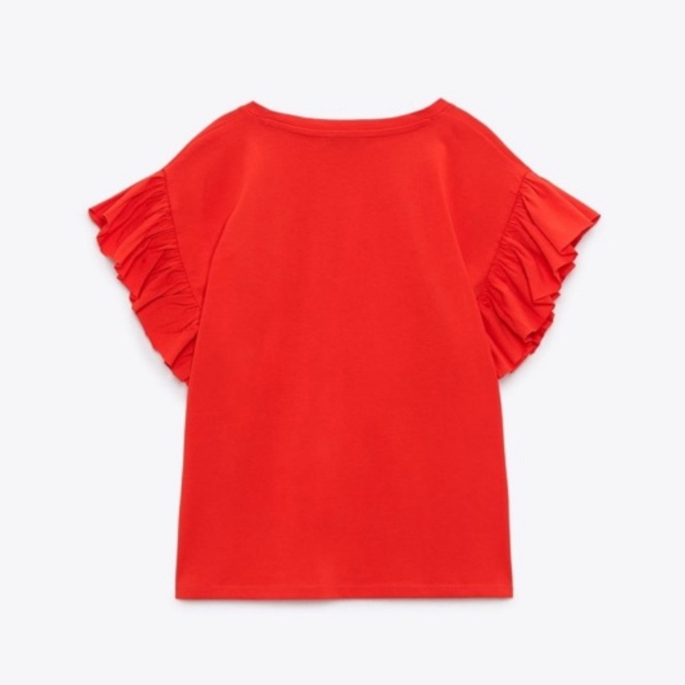 ZARA RUFFLE SLEEVE TEE - Picture 8 of 8